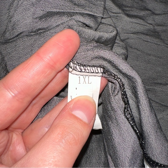 SHEIN | Curve Faux Button Tie Front Straps V Neck Peplum Metallic Tank Blouse - Picture 9 of 13